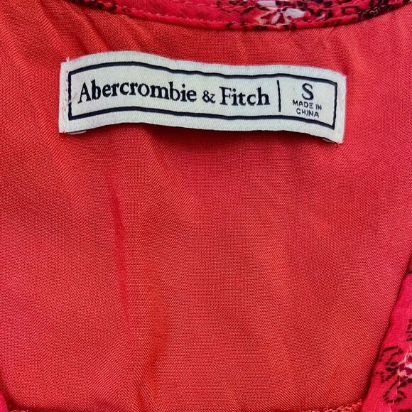 Abercrombie & Fitch Babydoll Red Floral Y2K Mini Dress Valentines Day Womens S - Picture 4 of 11